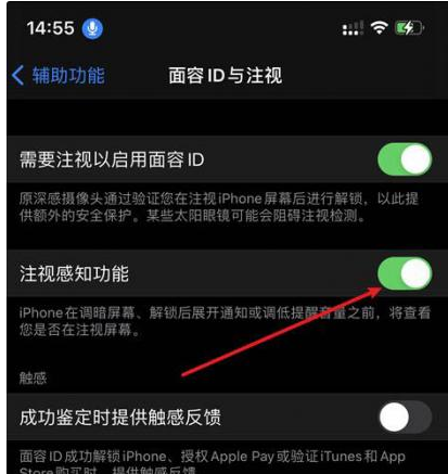 广西苹果14维修网点分享iPhone14注视感知功能有什么用 