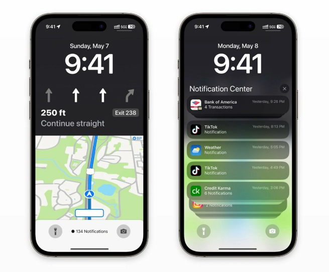 广西苹果维修服务分享iOS17锁屏地图导航半屏显示长什么样 